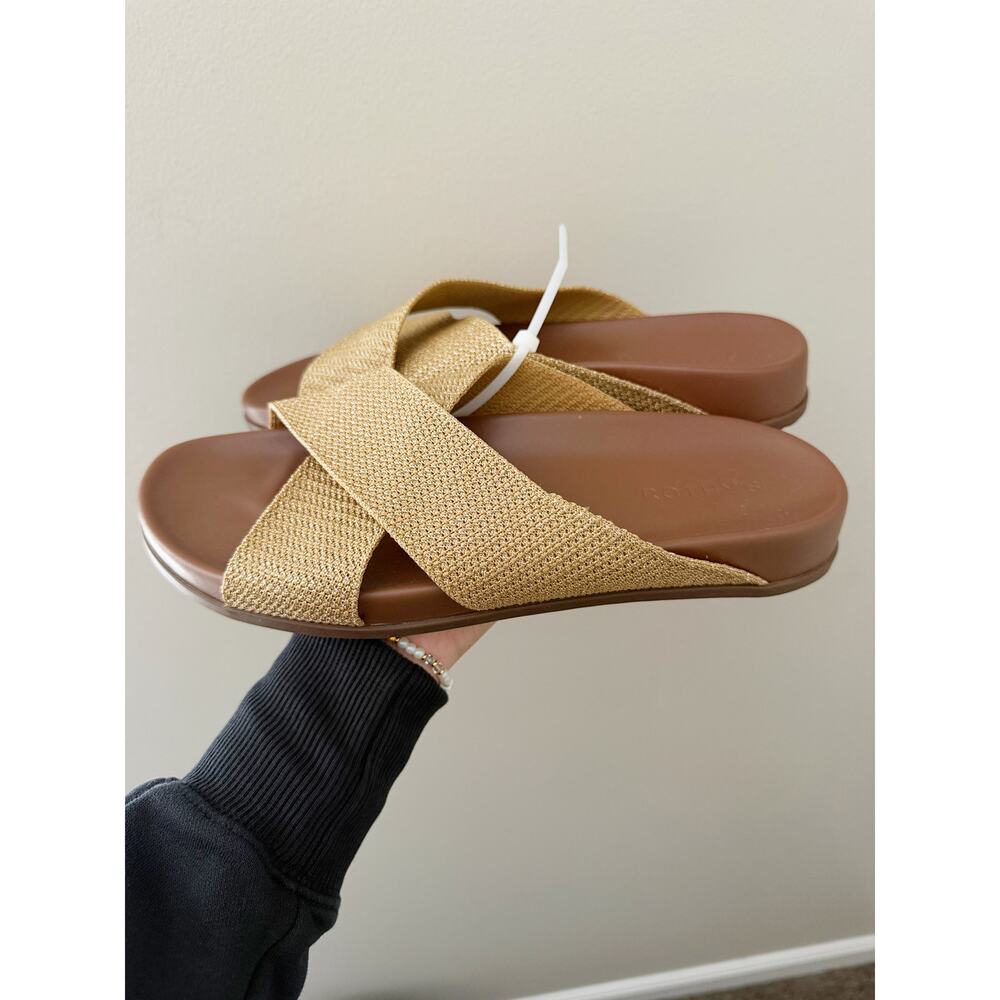 NWOT Rothy's The Weekend Slip On Slide Sandals Gold Shimmer Knit Size 8 - Picture 3 of 5